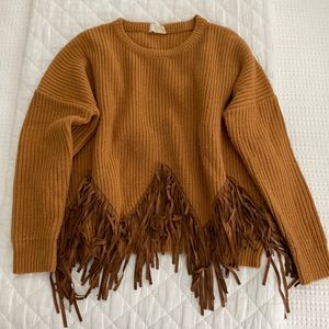 Rust sweater with fringe